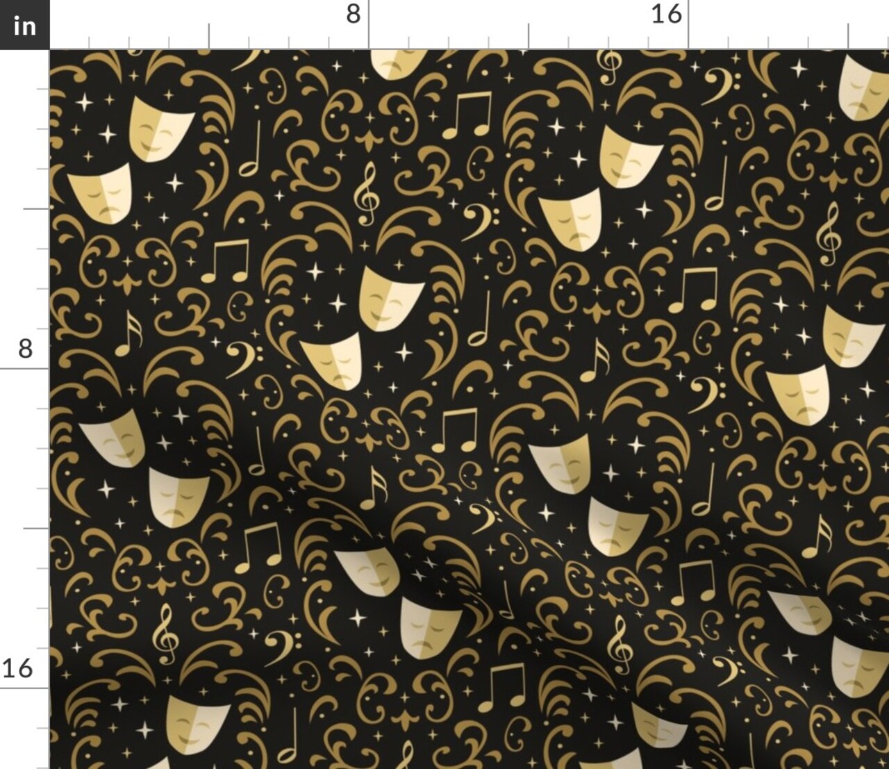 Theater Damask Swirl Music Geometric Pretty Custom Printed Fabric by Spoonflower Various Fabrics by the Yard or Fat Quarter